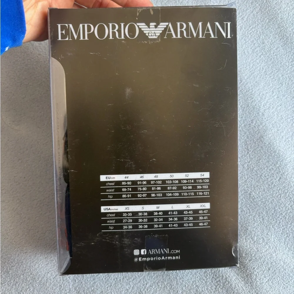 Emporio Armani Mens 3 Pack Boxer Trunks  M Black‎ /grey/navy cotton  Shorts